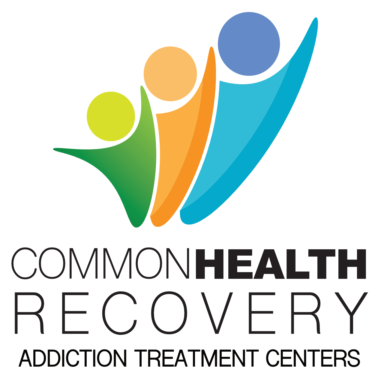 CommonHealth Recovery logo for Addiction Treatment Centers in Frankfort KY, showcasing colorful abstract human figures, used in portfolio to highlight branding and design work.